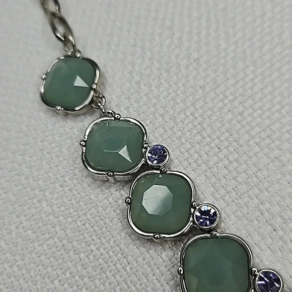 Lia Sophia Statement Necklace in Silver with Mint Green and Blue Accents - Picture 8 of 13